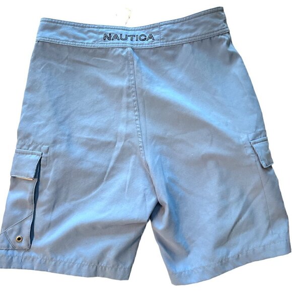 Men's Nautica Light Blue Cargo Board Shorts Swim Trunks Size 30 - Picture 2 of 5